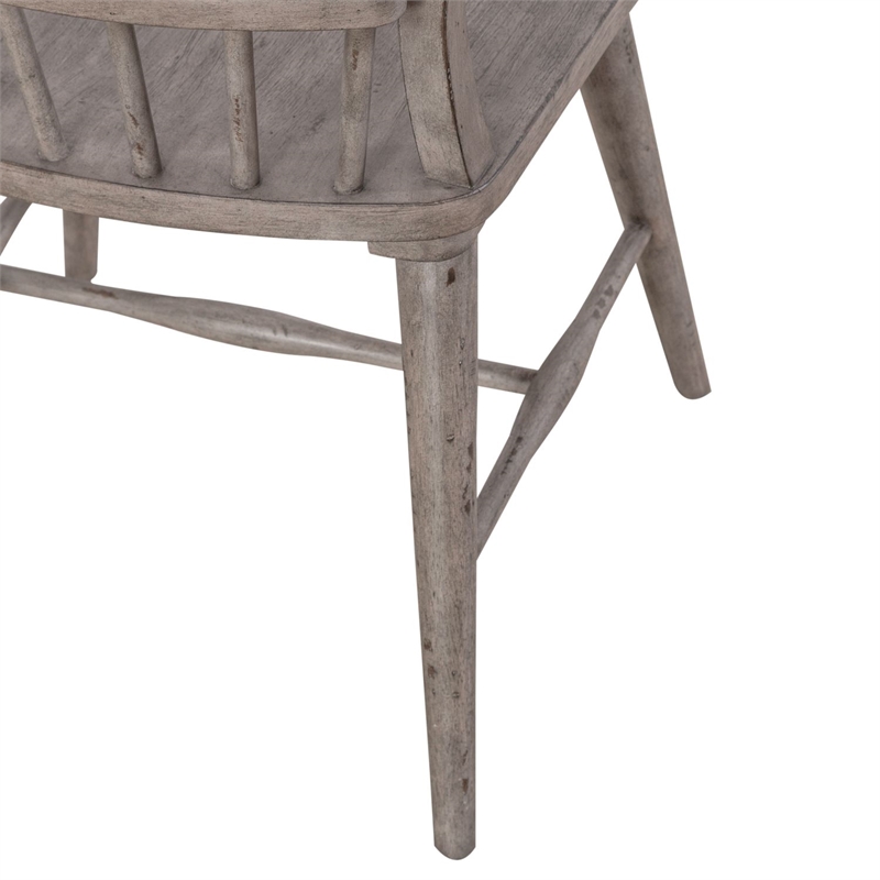 Bowery Hill Windsor Back Dining Chairs Set of 2 with Saddle Seat in Gray