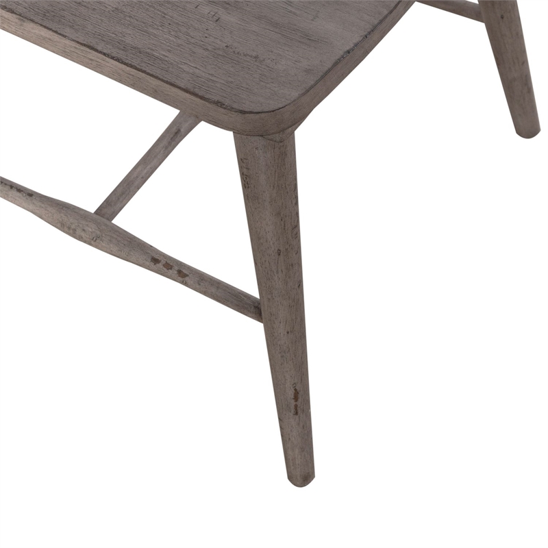 Bowery Hill Windsor Back Dining Chairs Set of 2 with Saddle Seat in Gray