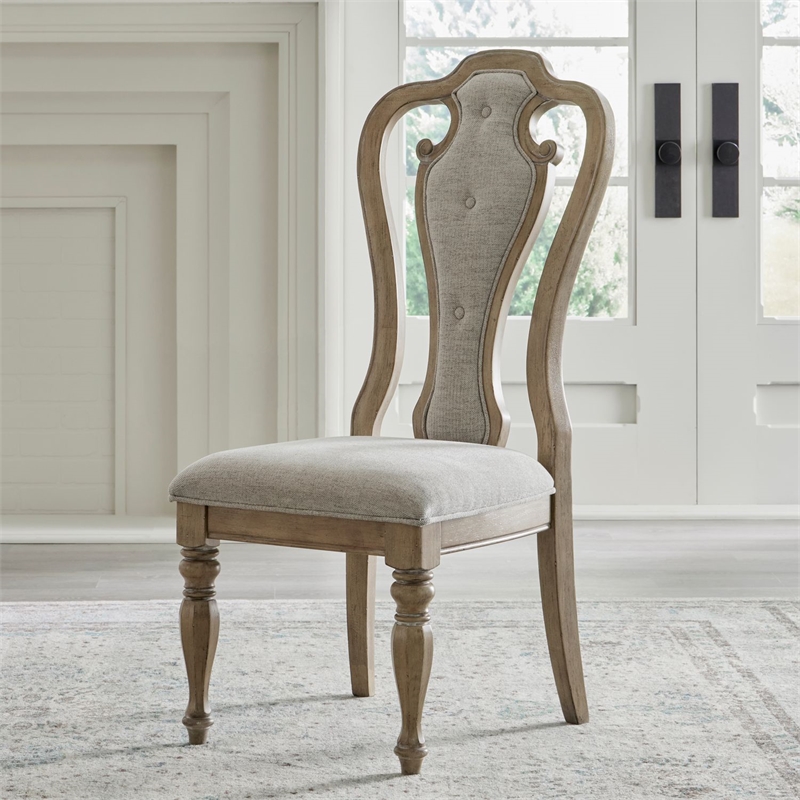 Bowery Hill Splat Back Dining Chairs Set of 2 in Weathered Bisque