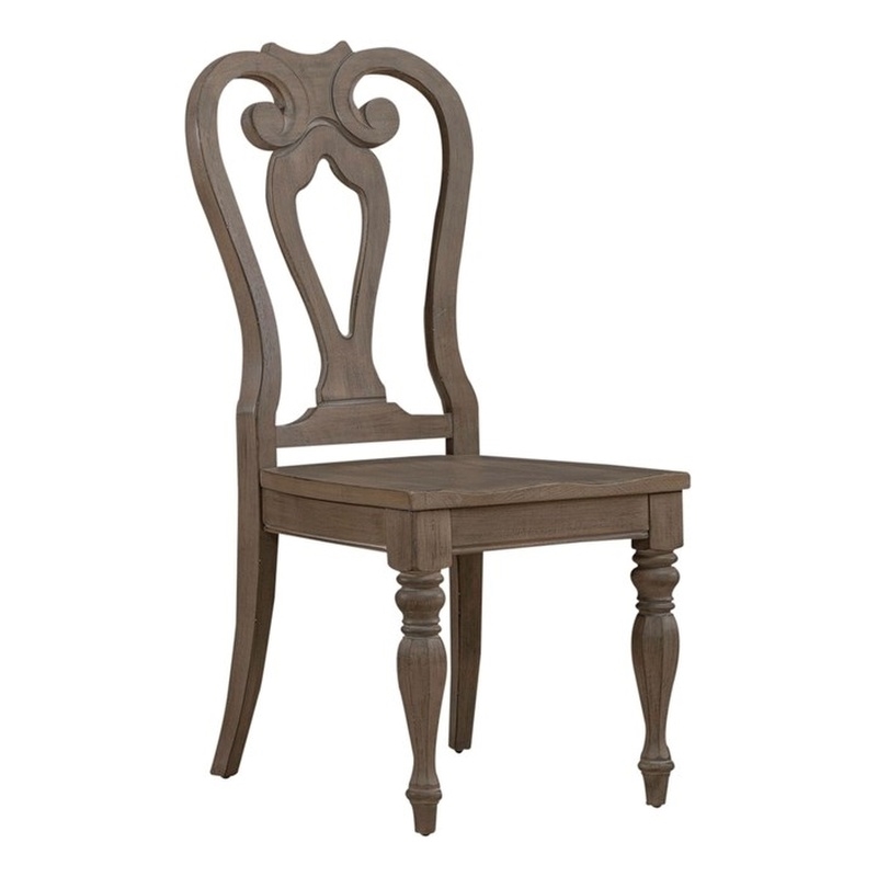 Bowery Hill Splat Back Dining Chairs Set of 2 with Saddle Seat in Brown