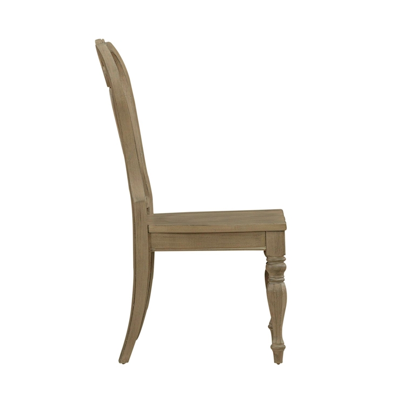 Bowery Hill Splat Back Dining Chairs Set of 2 with Saddle Seat in Brown