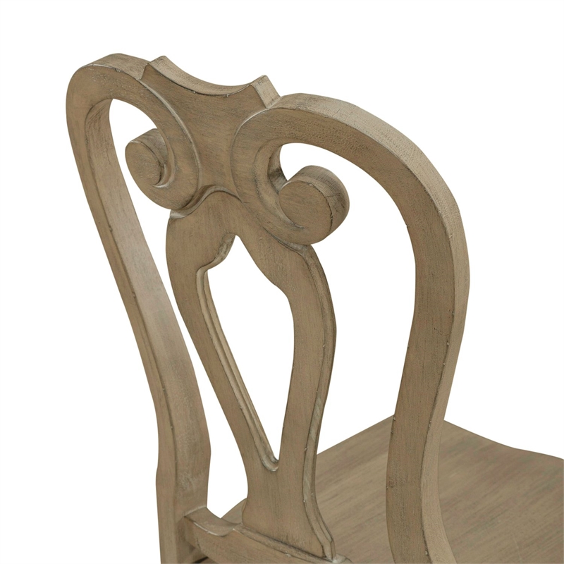 Bowery Hill Splat Back Dining Chairs Set of 2 with Saddle Seat in Brown