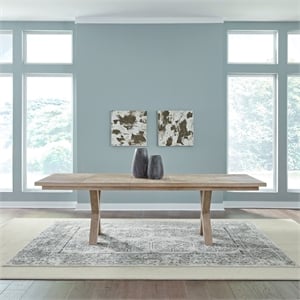 Bowery Hill Double Pedestal Dining Table with Leaf in Sandstone