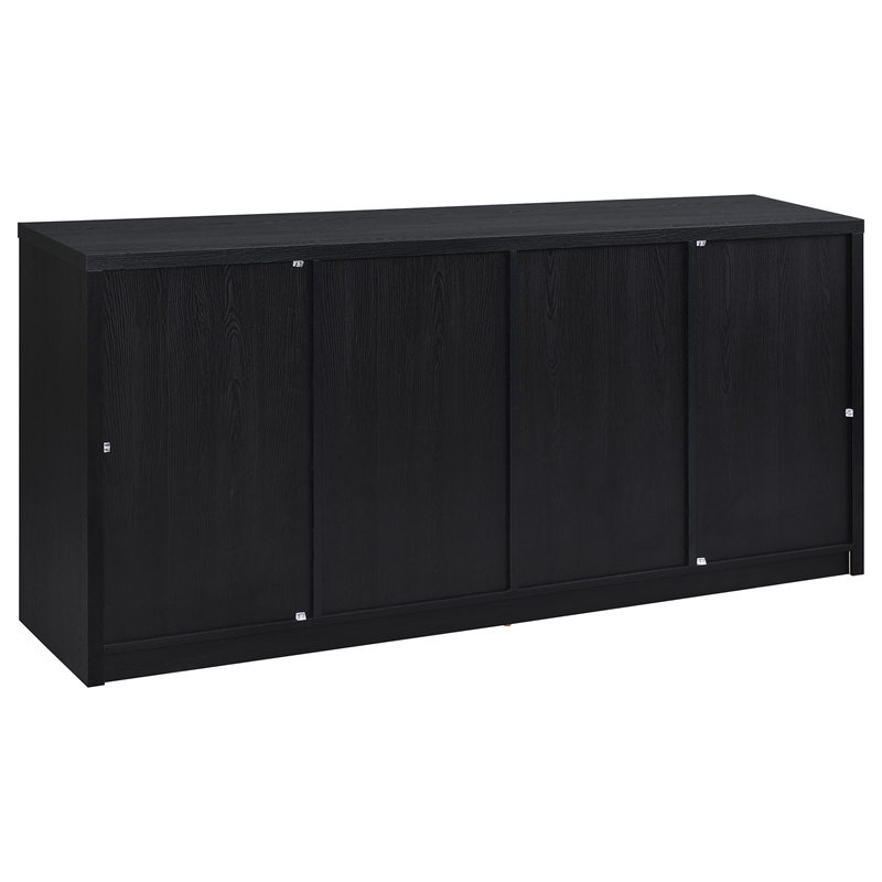 Bowery Hill 4 Door Sideboard Buffet with Arched Glass Doors in Black