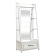 Bowery Hill 2 Piece Hall Tree with Mirror and Storage Drawer in White