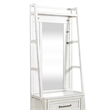 Bowery Hill 2 Piece Hall Tree with Mirror and Storage Drawer in White