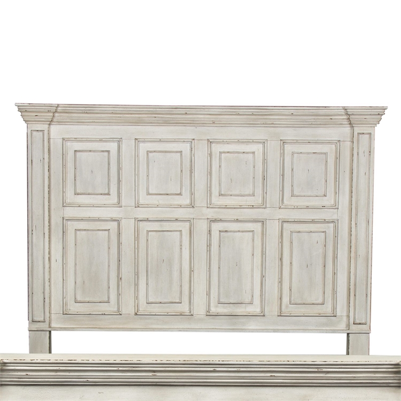 Bowery Hill California King Panel Bed with Crown Molding in Whitestone