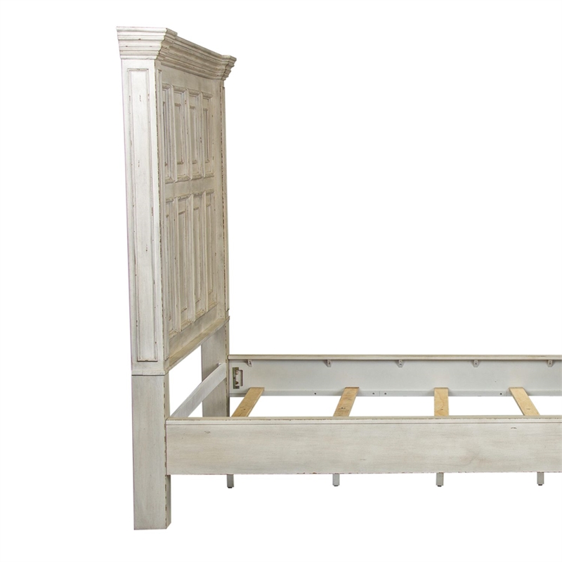 Bowery Hill California King Panel Bed with Crown Molding in Whitestone