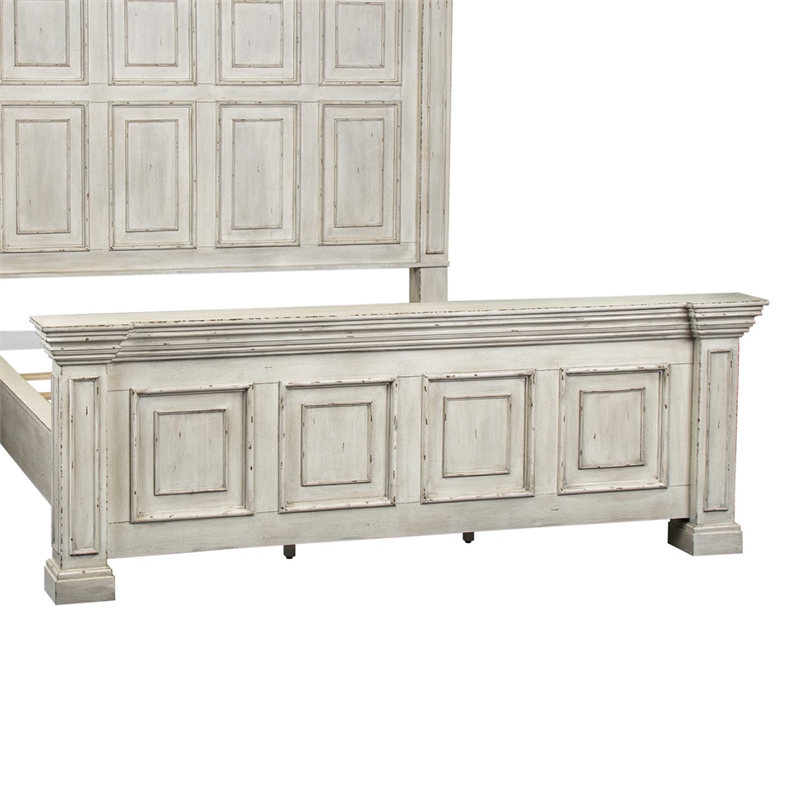 Bowery Hill California King Panel Bed with Crown Molding in Whitestone