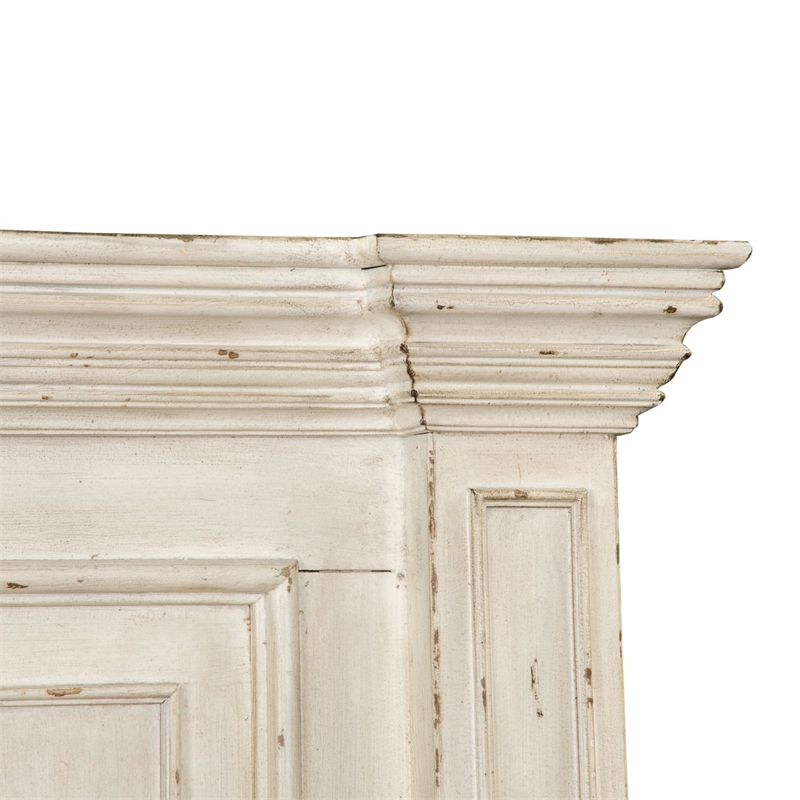 Bowery Hill Queen Panel Bed with Crown Molding and Block Feet in Whitestone