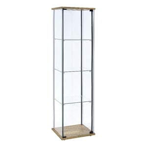 Bowery Hill 3 Shelf Glass Curio Cabinet with Metal Frame in Brown