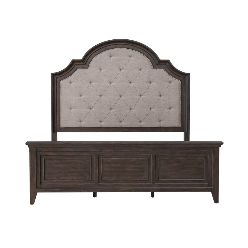 Bowery Hill California King Bed with Tufted Headboard in Saddle Brown