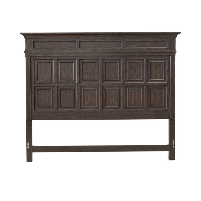 Bowery Hill California King Panel Bed with Crown Molding in Saddle Brown