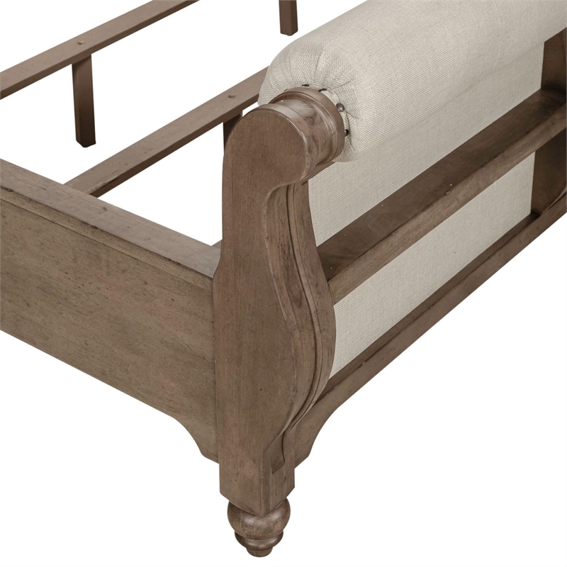 Bowery Hill Queen Sleigh Bed with Tufted Upholstered Panels in Dusty Taupe