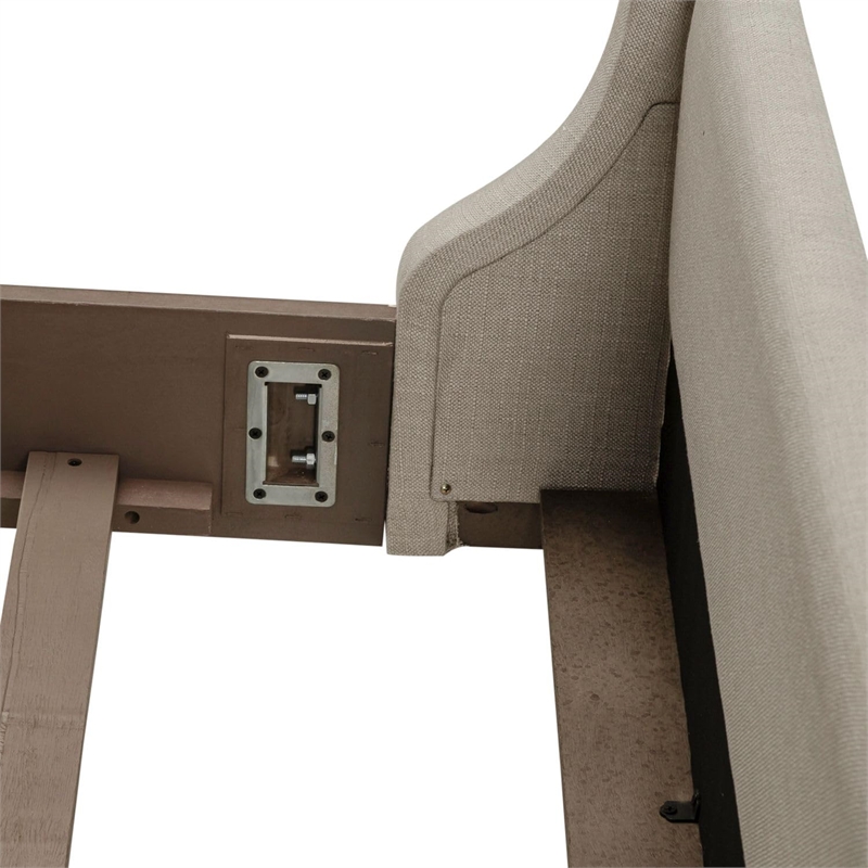 Bowery Hill Queen Shelter Bed with Tufted Upholstered Panels in Dusty Taupe