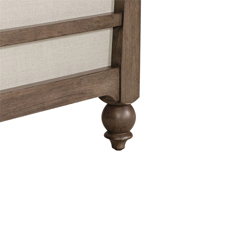 Bowery Hill Queen Shelter Bed with Tufted Upholstered Panels in Dusty Taupe