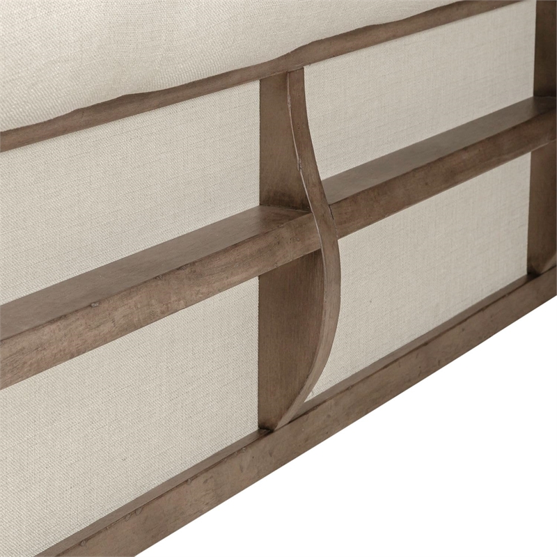 Bowery Hill King Sleigh Bed with Tufted Upholstered Panels in Dusty Taupe