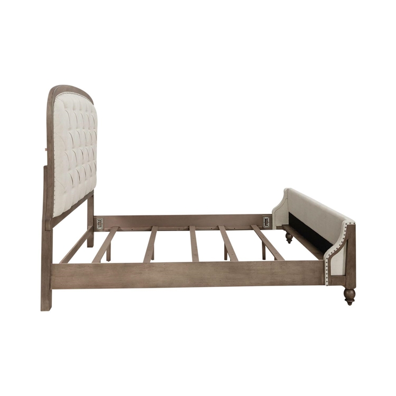 Bowery Hill King Shelter Bed with Tufted Upholstered Panels in Dusty Taupe