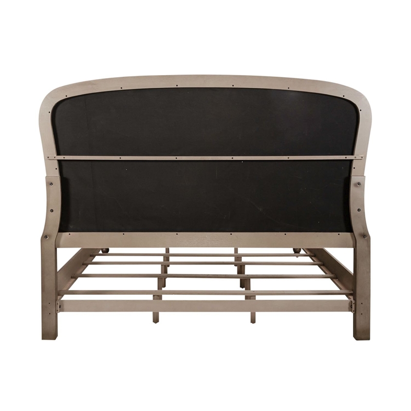 Bowery Hill King Shelter Bed with Tufted Upholstered Panels in Dusty Taupe