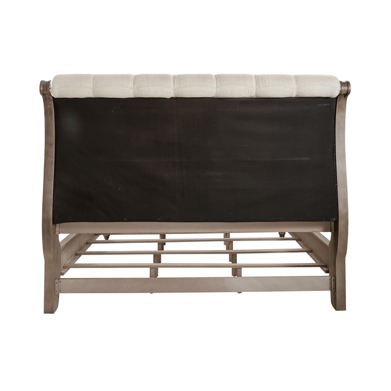 Bowery Hill California King Sleigh Bed with Tufted Panels in Dusty Taupe