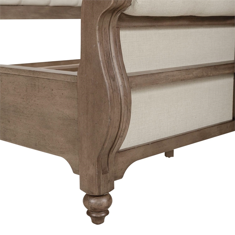 Bowery Hill California King Sleigh Bed with Tufted Panels in Dusty Taupe