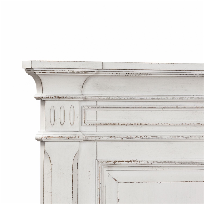 Bowery Hill California King Panel Bed with Crown Molding in Whitewash