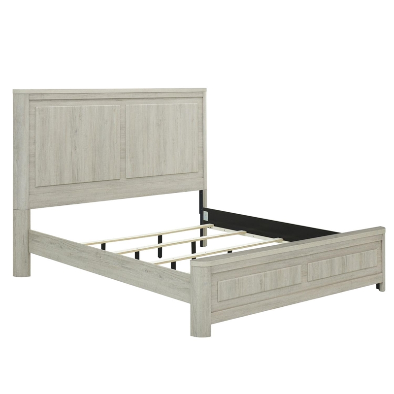 Bowery Hill King Panel Bed with Pilasters and Overlay Panels in White