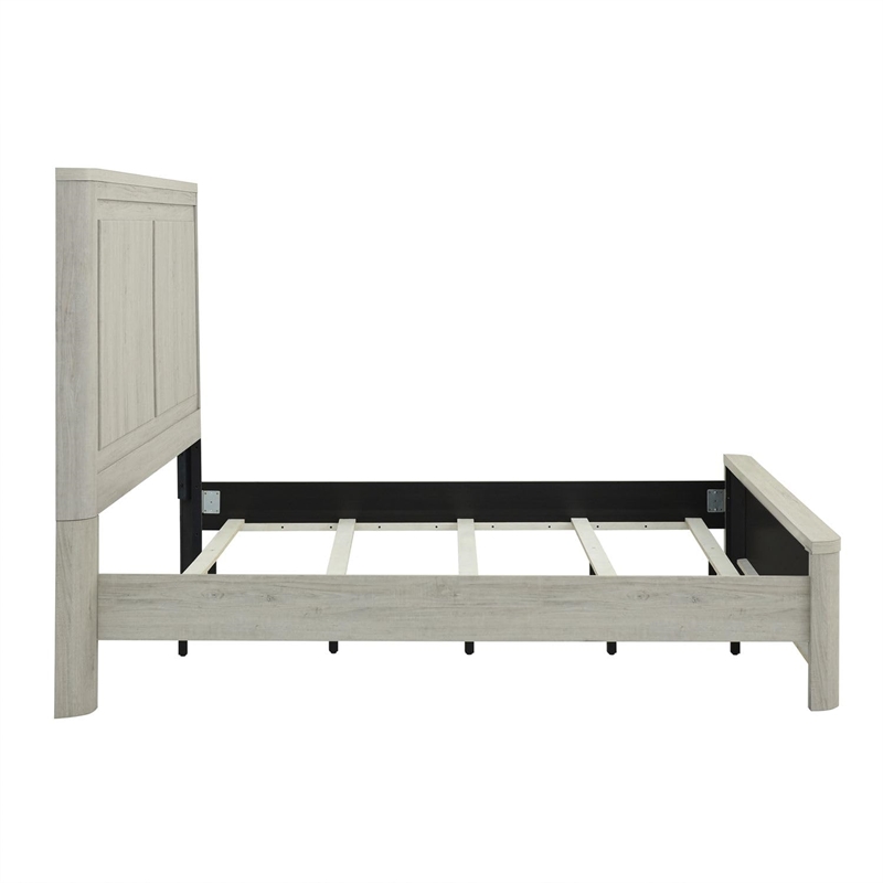 Bowery Hill King Panel Bed with Pilasters and Overlay Panels in White