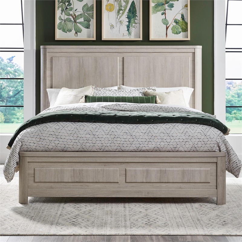 Bowery Hill Queen Panel Bed with Pilasters and Overlay Panels in White