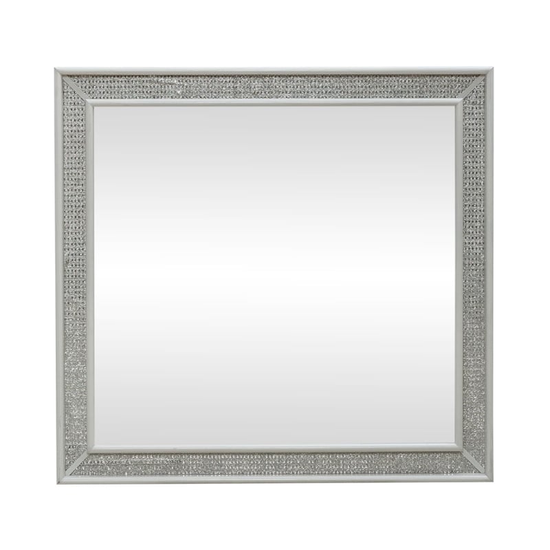 Bowery Hill Lighted Mirror with 3 Way Touch LED and Rhinestone in White