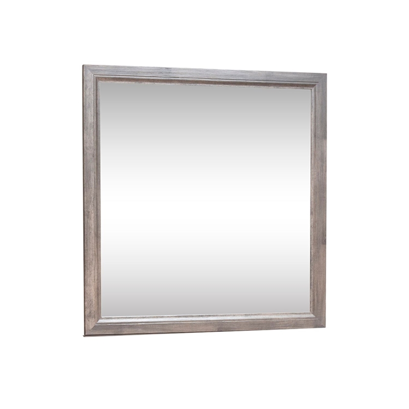 Bowery Hill Square Mirror with Moldings and Dresser Mount in Cobblestone