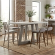 Bowery Hill Rectangular Concrete Top Bar Table with Acacia Base in Grey