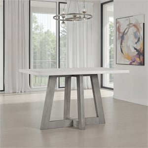 Bowery Hill Rectangular Concrete Top Bar Table with Acacia Base in Grey
