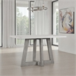 Bowery Hill Rectangular Concrete Top Bar Table with Acacia Base in Grey