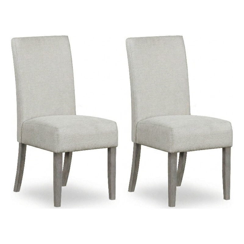 Bowery Hill Upholstered Dining Chairs Set of 2 with Acacia Frame in Grey