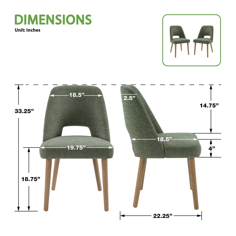 Bowery Hill Contemporary Dining Chairs 2 Pack with Tapered Oak Legs in Pine