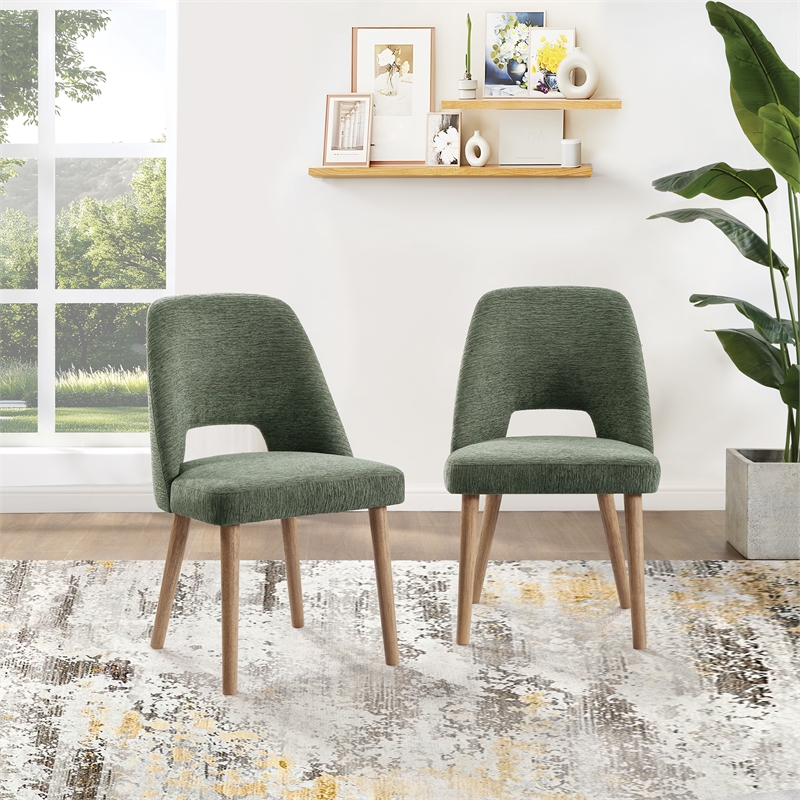 Bowery Hill Contemporary Dining Chairs 2 Pack with Tapered Oak Legs in Pine