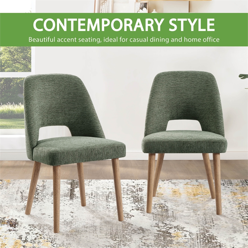 Bowery Hill Contemporary Dining Chairs 2 Pack with Tapered Oak Legs in Pine