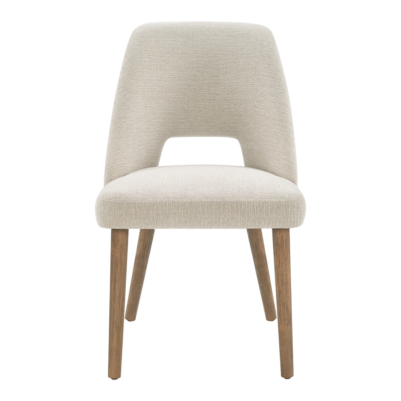 Bowery Hill Dining Chairs 2 Pack with Tapered Oak Legs in Linen White
