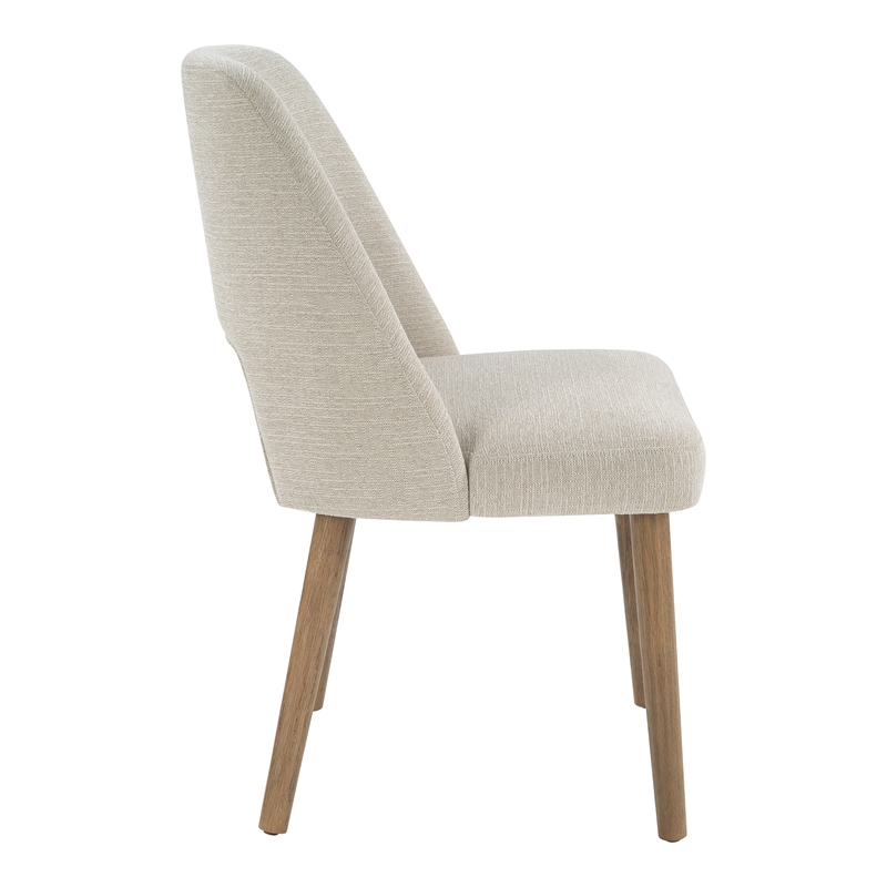Bowery Hill Dining Chairs 2 Pack with Tapered Oak Legs in Linen White