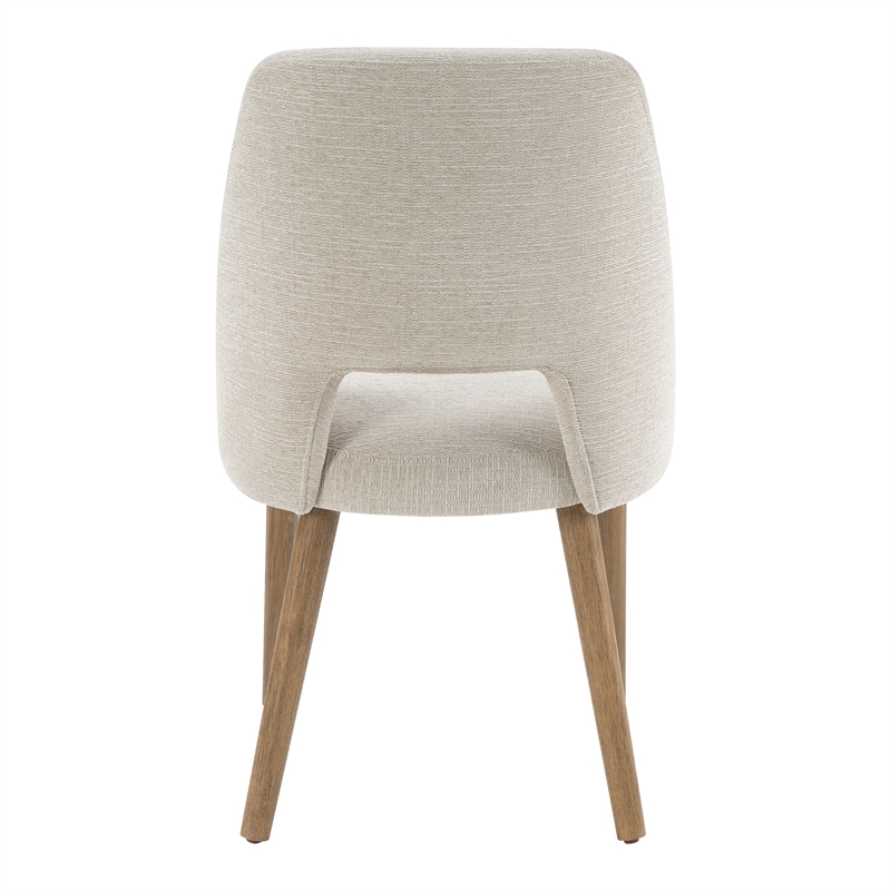 Bowery Hill Dining Chairs 2 Pack with Tapered Oak Legs in Linen White