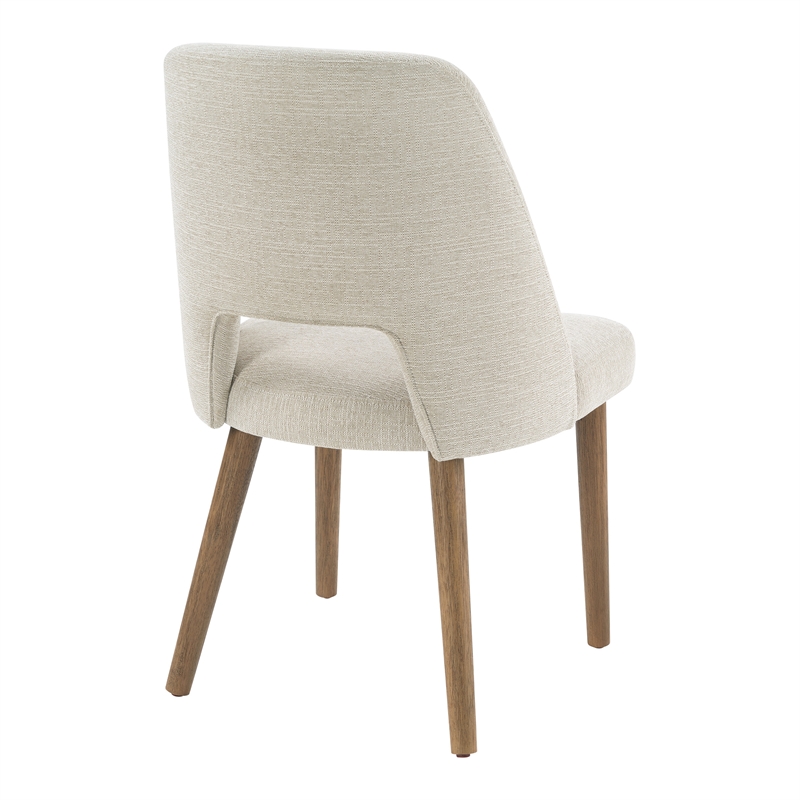 Bowery Hill Dining Chairs 2 Pack with Tapered Oak Legs in Linen White