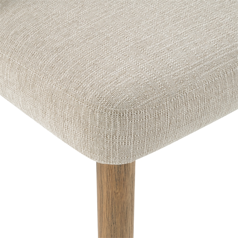 Bowery Hill Dining Chairs 2 Pack with Tapered Oak Legs in Linen White