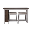 Bowery Hill 5 Piece Counter Height Dining Set with Bookshelf Table in White