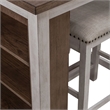 Bowery Hill 3 Piece Counter Height Dining Set with Bookshelf Table in White