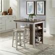 Bowery Hill 3 Piece Counter Height Dining Set with Bookshelf Table in White