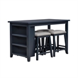 Bowery Hill 5 Piece Counter Dining Set with Bookshelf Table in Navy Blue