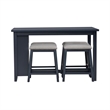 Bowery Hill 5 Piece Counter Dining Set with Bookshelf Table in Navy Blue