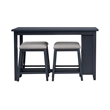 Bowery Hill 5 Piece Counter Dining Set with Bookshelf Table in Navy Blue