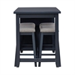 Bowery Hill 5 Piece Counter Dining Set with Bookshelf Table in Navy Blue